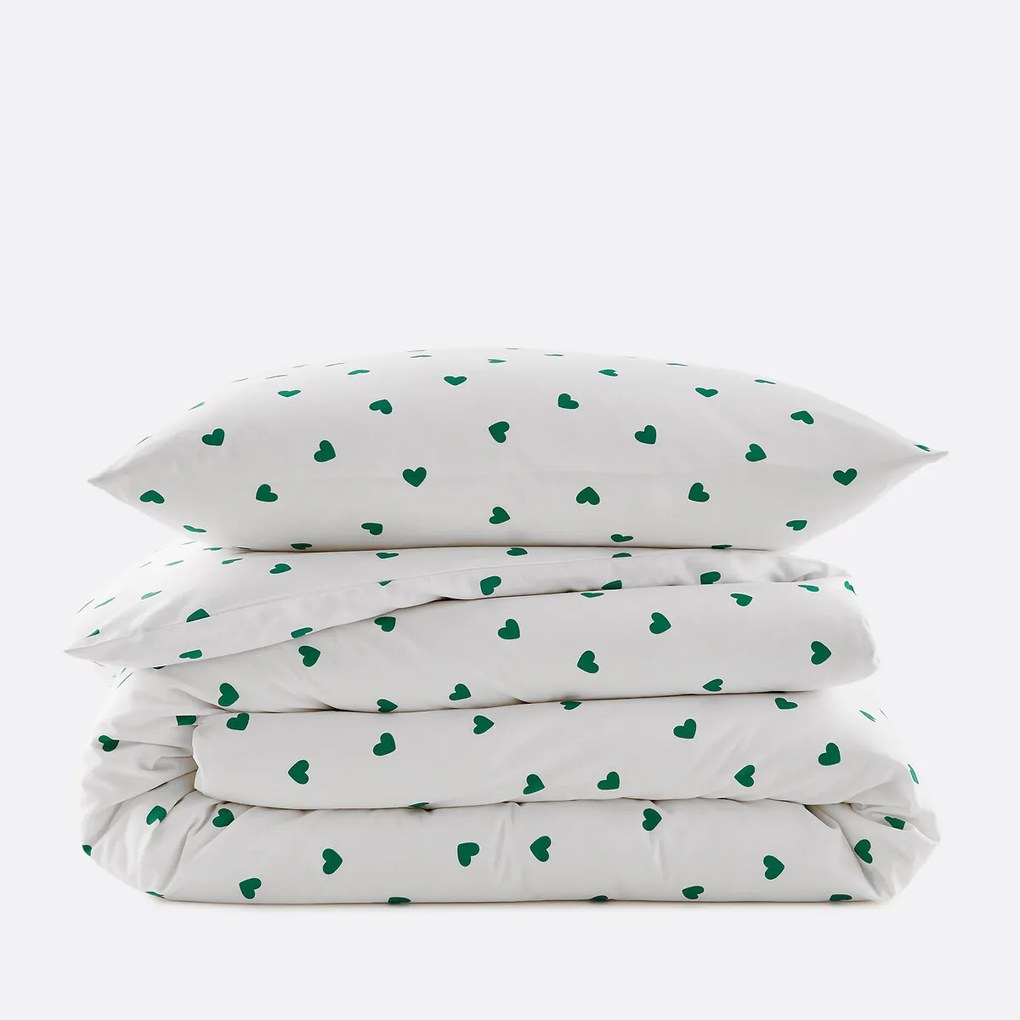 Beddengoed voor kinderen, van 50% gerecycled katoen, met rechthoekig kussensloop, Scacco groen