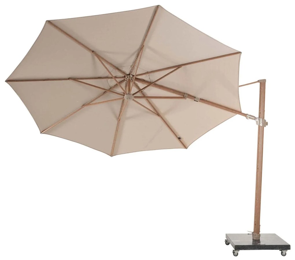 4 Seasons Outdoor Siesta PREMIUM Ø 350 cm parasol zand, wood look frame  Parasol    beige weerbestendig