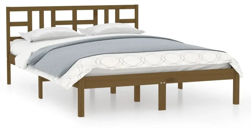 vidaXL Bedframe massief hout honingbruin 135x190 cm 4FT6 Double