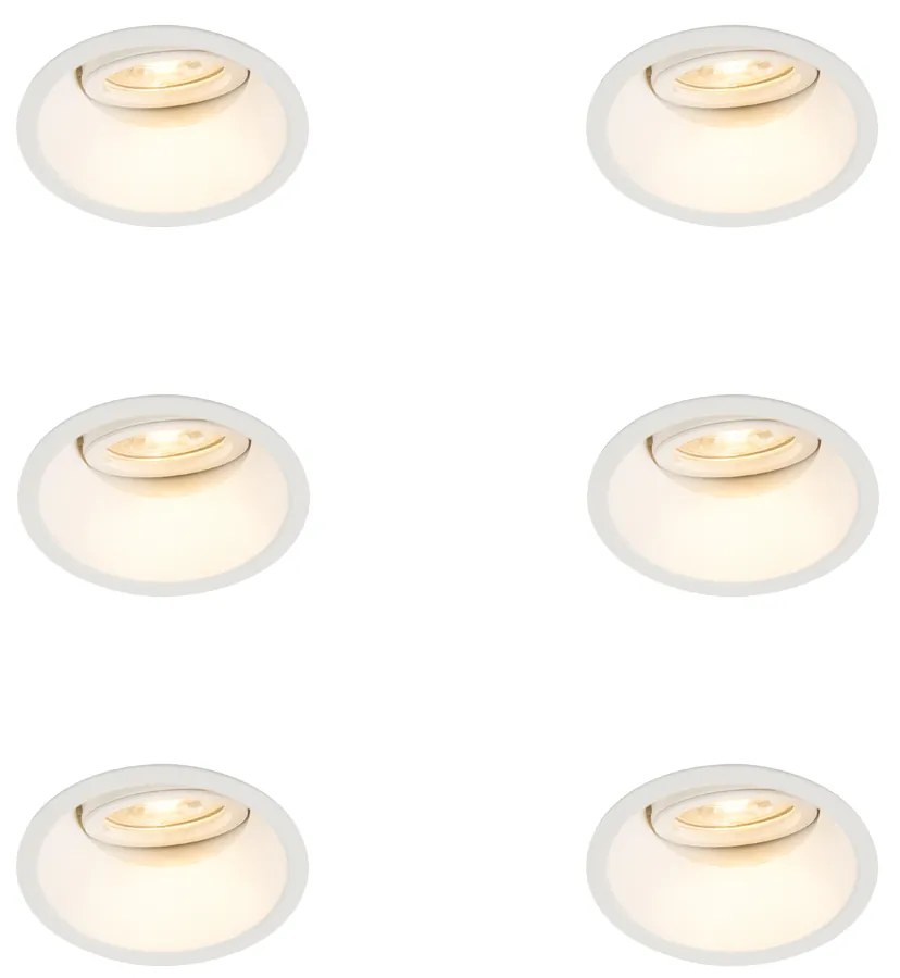 Set van 6 Inbouwspot wit draai- en kantelbaar - Alloy