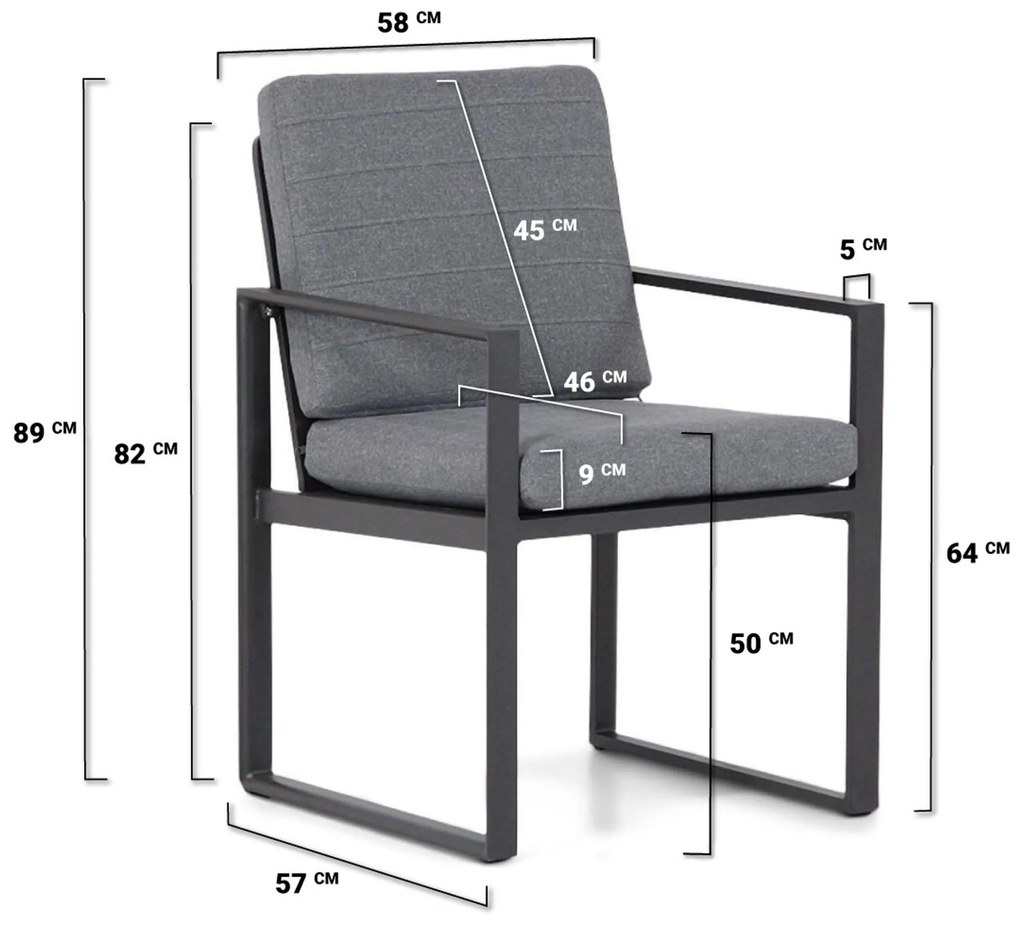 Tuinset 6 personen 240 cm Aluminium Grijs Santika Furniture Santika
