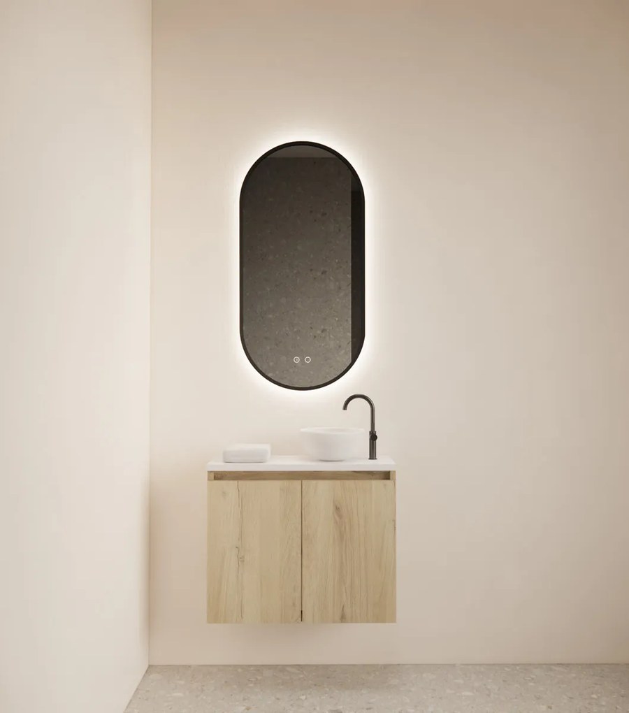 Gliss Design Echo toiletmeubel 60cm evoke eiken met toppaneel wit mat