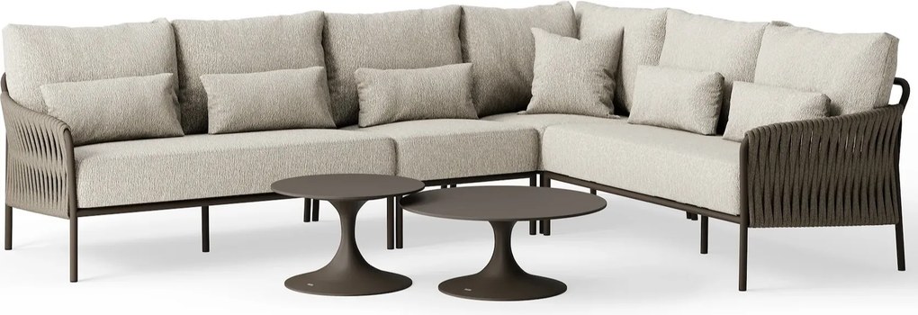 Fiavè hoek loungeset 6 delig Bronze | Clouded rope | Pebble desert bouclé SUNS