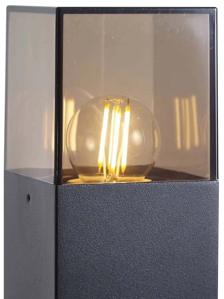 Modern buiten paaltje zwart met smoke glas 50cm met schemersensor IP44 - Denmark Modern E27 IP44 Buitenverlichting cilinder / rond