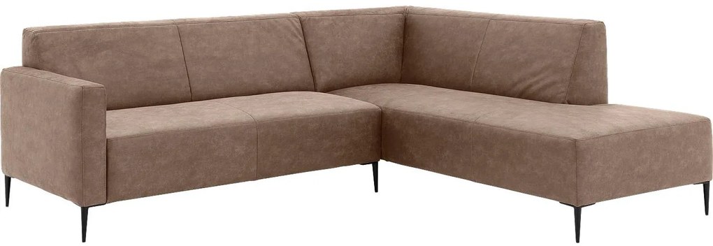 Goossens Key West bruin, micro leer, 2,5-zits, modern design met ligelement rechts