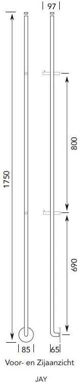 Instamat Jay elektrische handdoekradiator 175cm geborsteld RVS 29W