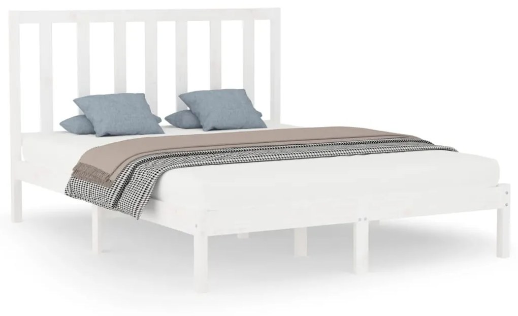 vidaXL Bedframe massief hout wit 160x200 cm