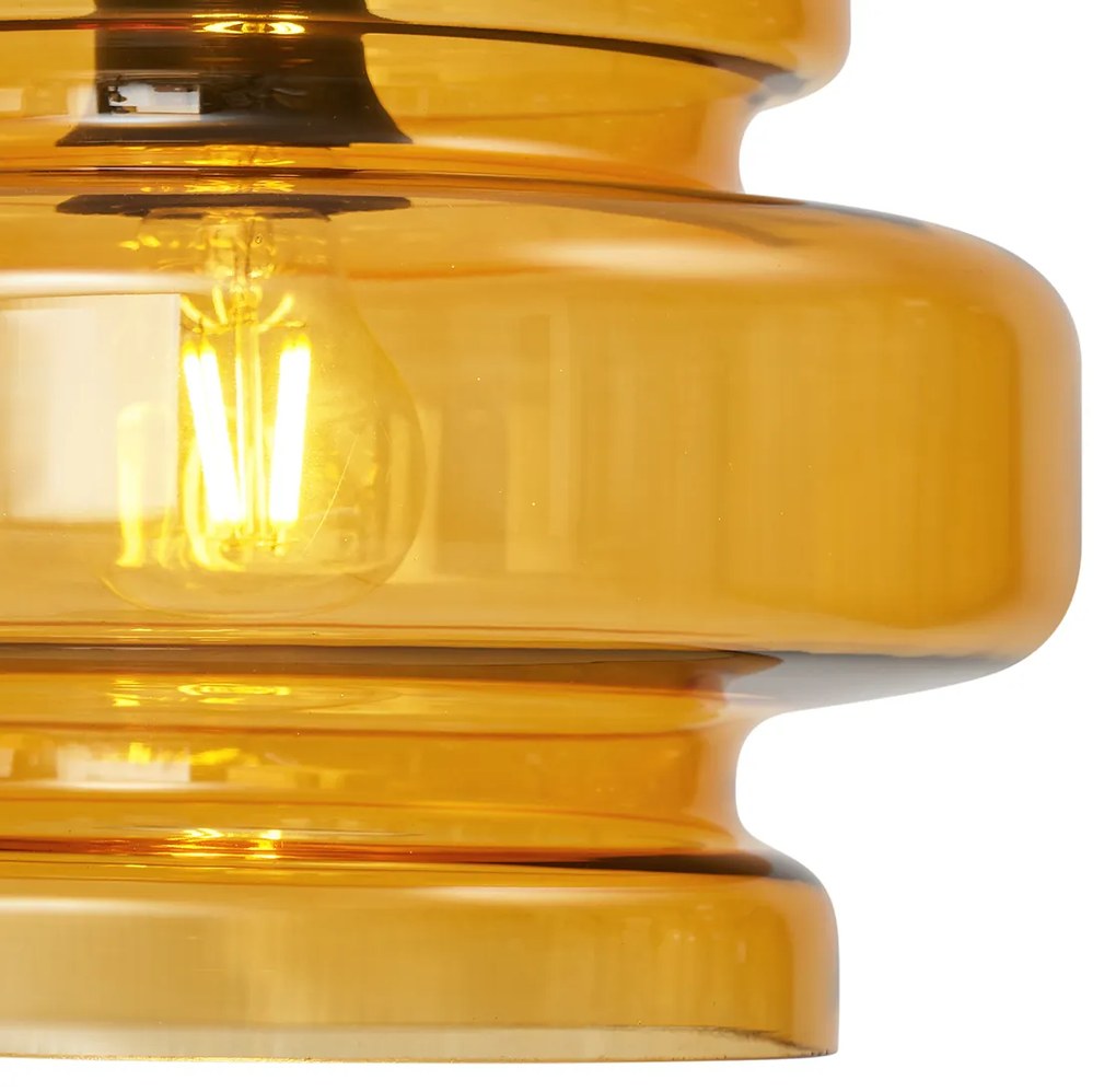 Retro vloerlamp zwart met oranje glas - Denise Retro E27 rond Binnenverlichting Lamp