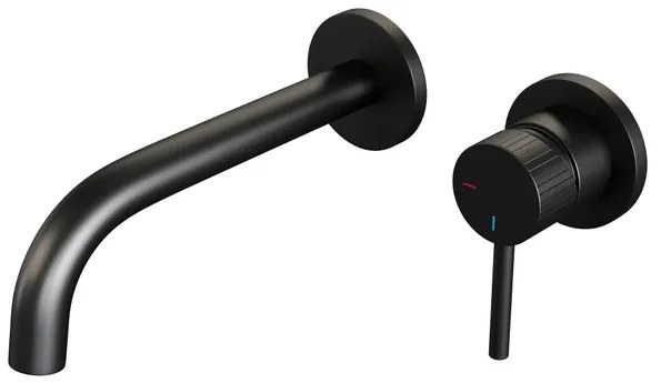 BRAUER Stripe Inbouw Wastafelmengkraan - gebogen uitloop en rozetten - model A1 - mat zwart 5-S-328