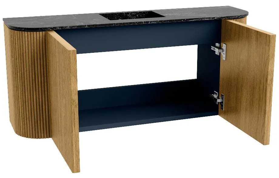 Mondiaz Joya DLux 95cm toiletmeubel ronding links/rechts oak met wastafel faye midden 1 kraangat lava