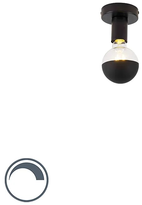 Design plafondlamp zwart met G95 kopspiegel zwart - Facil