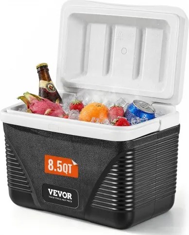 VEVOR draagbare koelbox (8,5 liter / 12 blikjes) met ijsopslag en stevige handgrepen, geïsoleerde draagbare koelbox van stevig materiaal, geschikt voor familiepicknicks en korte trips