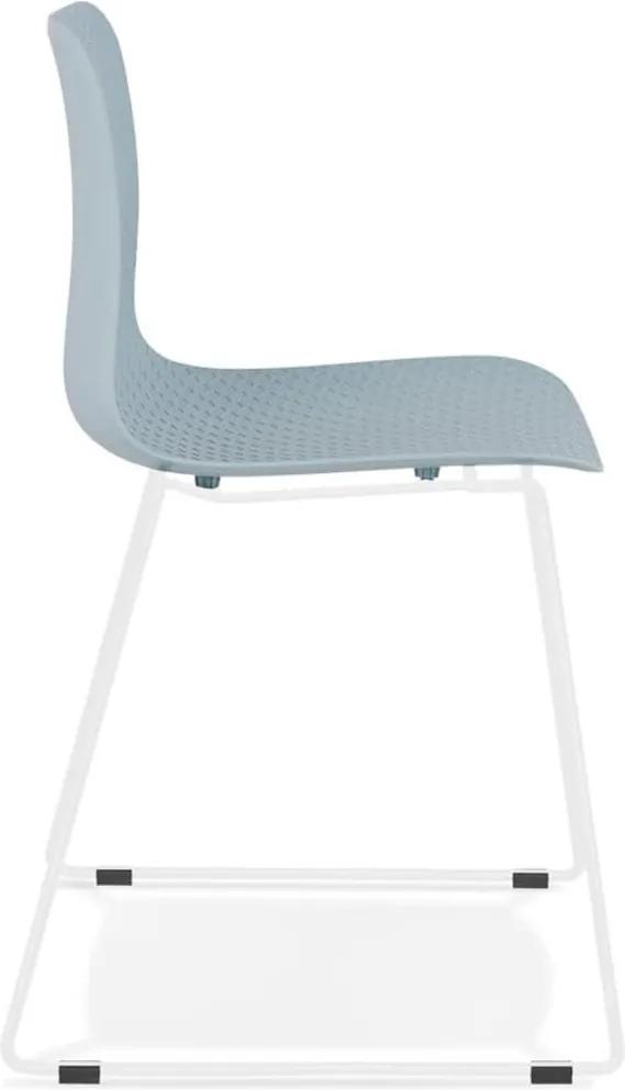 EXPO' moderne blauwe stoel met witte metalen poten