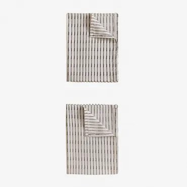 Set Van 2 Oziel Katoenen Keukenhanddoeken Beige – Crème - Sklum