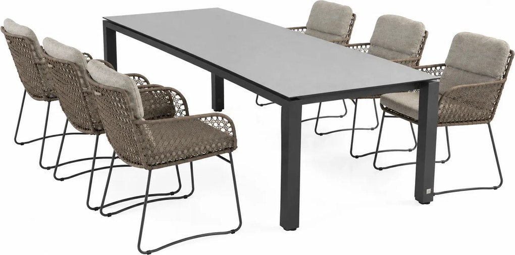 4 Seasons Outdoor Aprilla tuinset pure met Goa tafel antraciet 220 cm * Sale * Tuinset beige weerbestendig