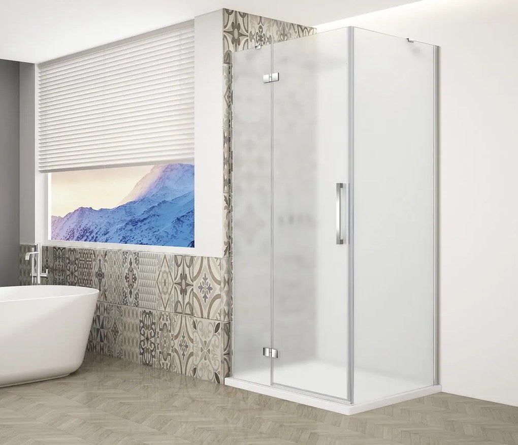 Gelco Trinity douchecabine met mat glas 120x100cm links chroom