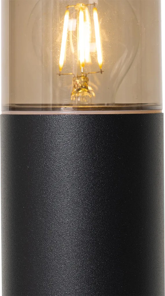 Staande buitenlamp zwart met smoke kap 50 cm - Odense