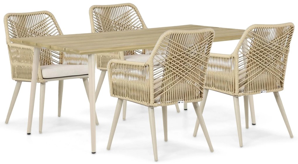 Tuinset 4 personen 180 cm Aluminium/rope Taupe Coco Vedra/Montana