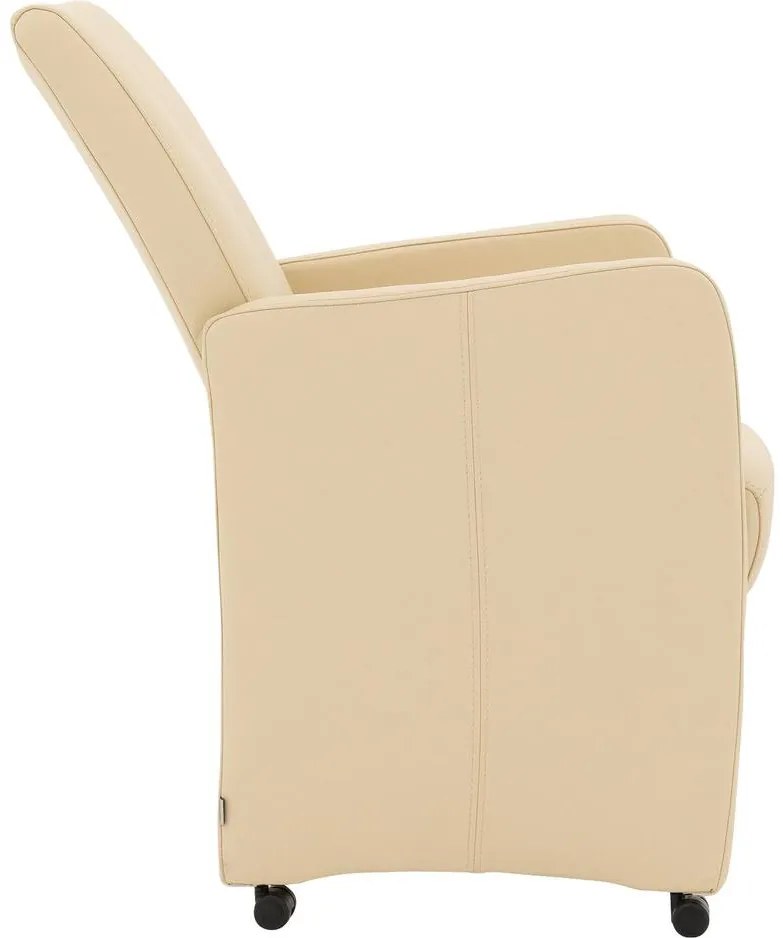 Goossens Excellent Eetkamerstoel Riva beige leer verstelbaar met armleuning en met wielen, stijlvol landelijk