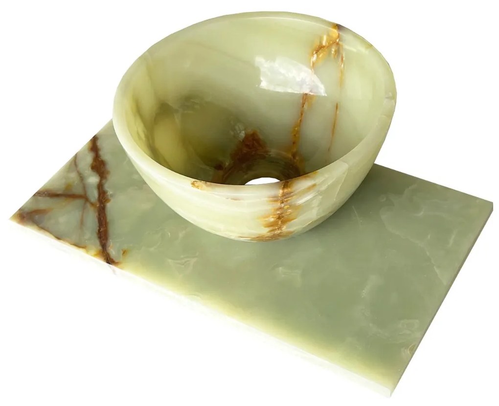 Fontana Green Onyx Micro Marble toiletmeubel 40cm warm eiken