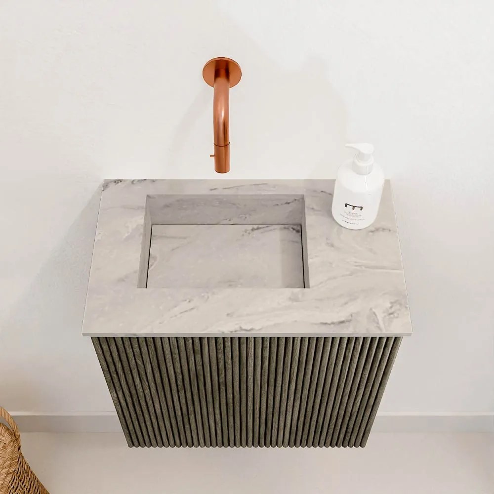 Mondiaz Joya DLux 40cm toiletmeubel shadow met wastafel faye links zonder kraangat glace