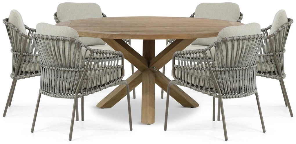 Tuinset 6 personen  Aluminium/rope Taupe 4 Seasons Outdoor Capalbio/Sand