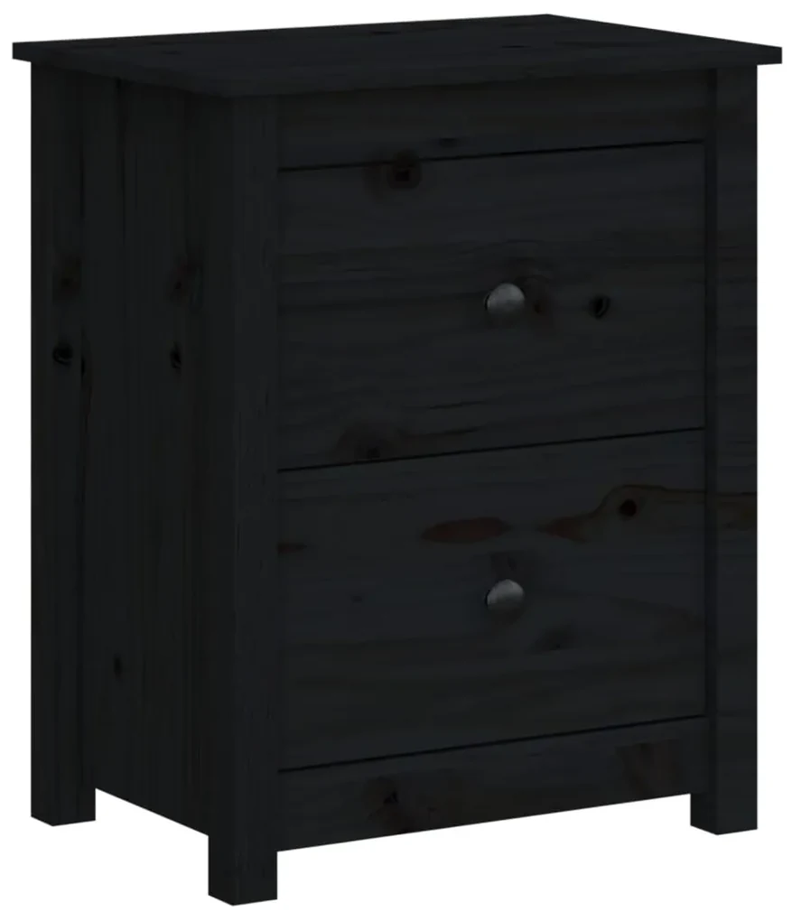 vidaXL Nachtkastje 50x35x61,5 cm massief grenenhout zwart