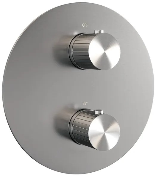 BRAUER Stripe 3-weg Inbouwthermostaat - rond - in- en afbouwdelen - RVS-kleurig geborsteld PVD 5-NG-354