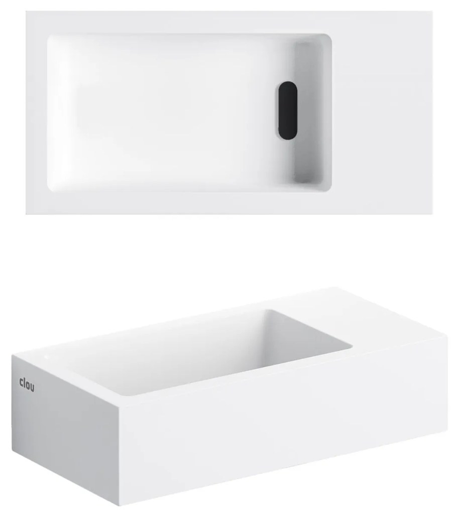 Clou Flush 3 fontein solid surface 36cm rechts wit mat