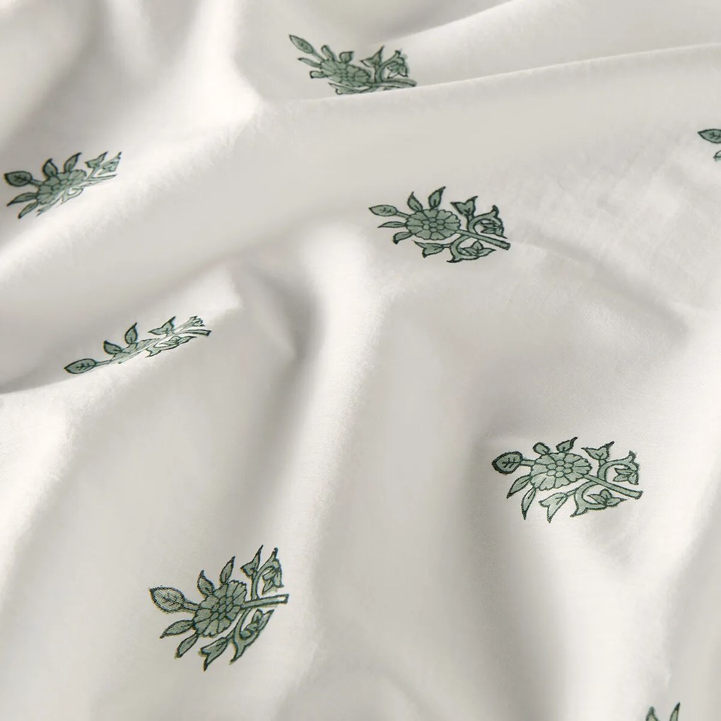 Glasgordijn in gebloemd katoen met ringen, Daya