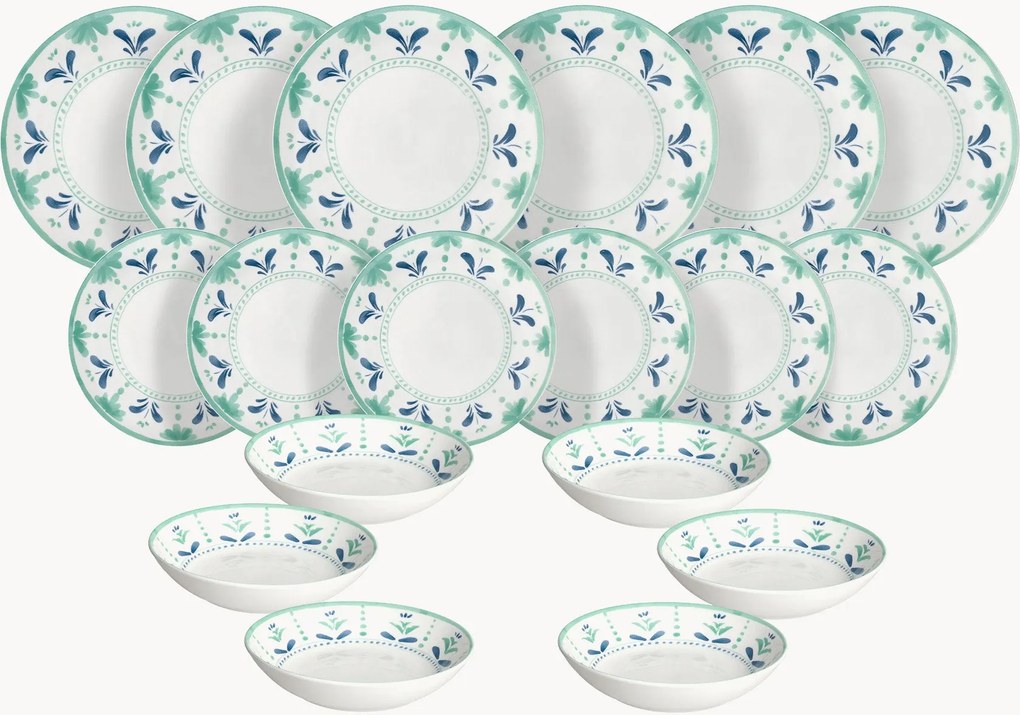 Porseleinen serviesset Madison Positano, 6 personen, 18-delig
