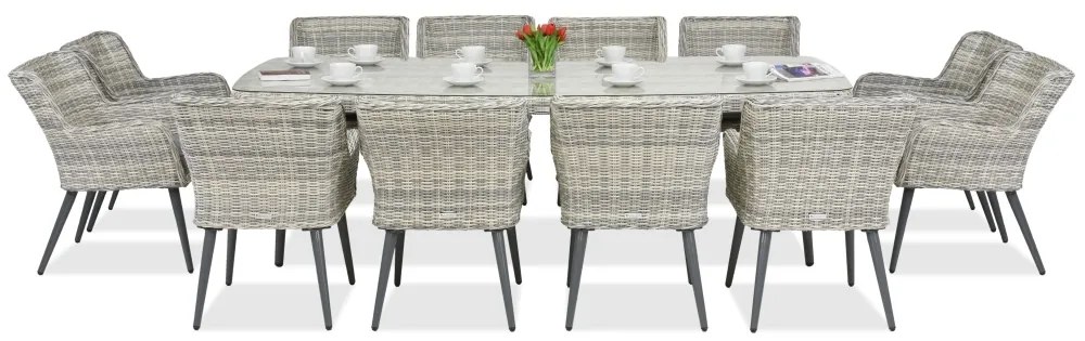 Exclusieve dining tuinset met grote tafel Córdoba voor 12 personen Garden Point wit