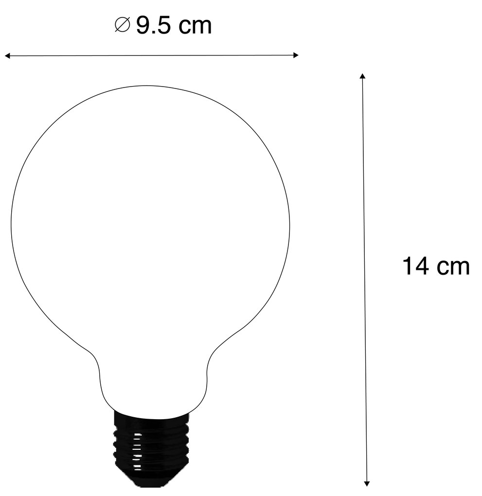 Set van 5 E27 LED lamp G95 helder 2,2W 470 lm 2700K