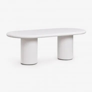 Ovale Eettafel 220x100 Cm In Namara Cement Wit - Sklum
