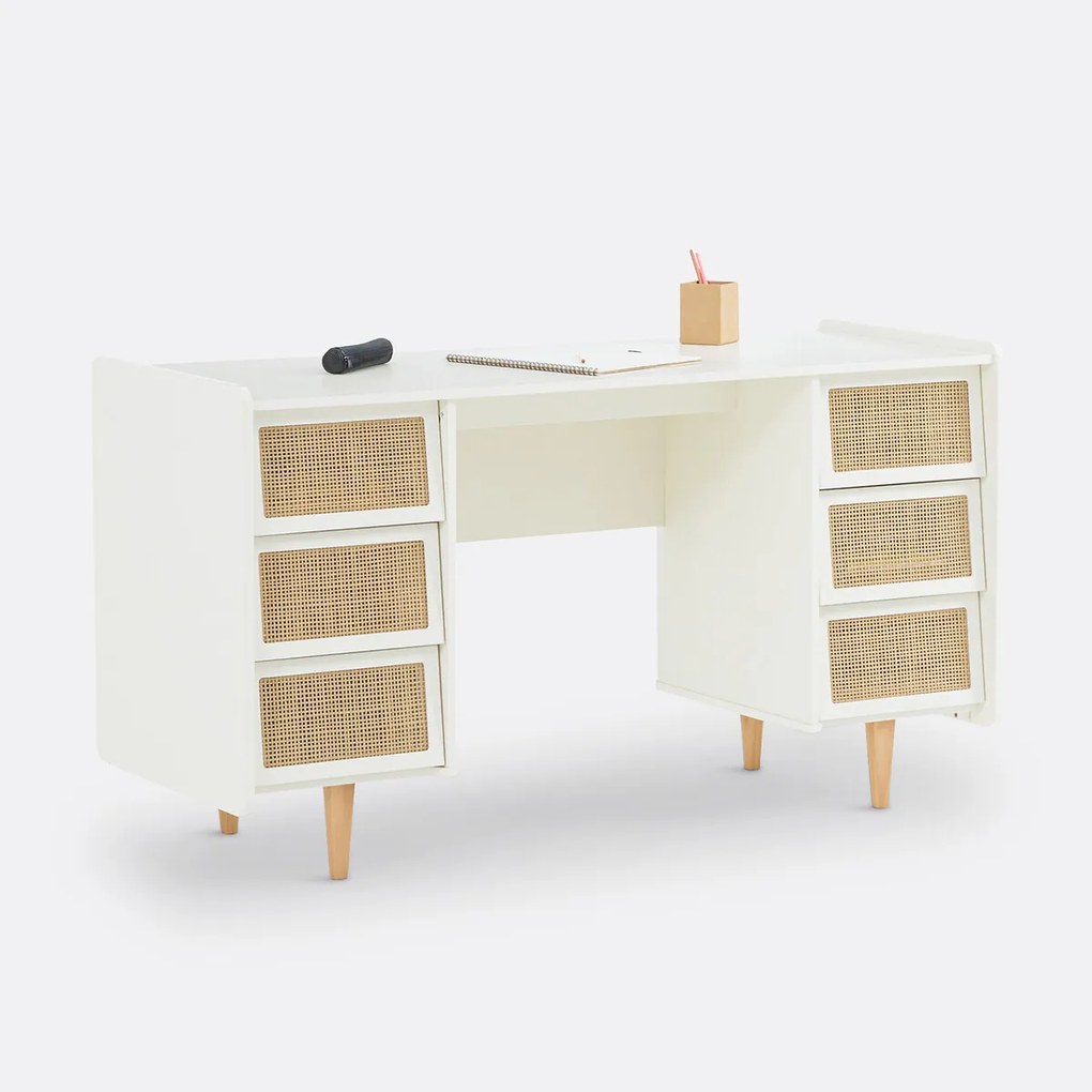 Bureau met dubbele sokkel en 6 lades, Kaya