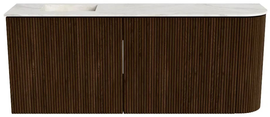 Mondiaz Joya DLux 100cm toiletmeubel ronding rechts walnut met wastafel faye links zonder kraangat ostra