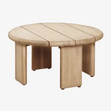 Ronde Bijzettafel Ø70 Cm Van Acaciahout Famara Lichte Acaciekleur - Sklum