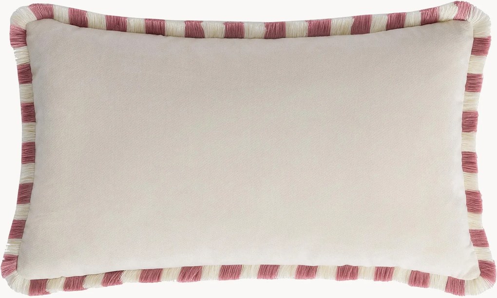 Handgemaakt fluwelen kussen Happy Pillow met franjes