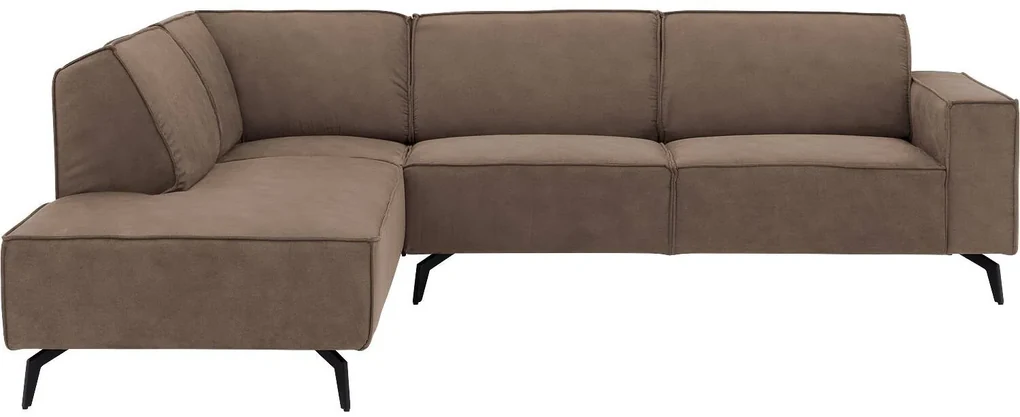 Goossens Hoekbank Hercules bruin, microvezel, 3-zits, modern design met ligelement links