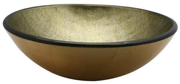 Saniclass Pesca Limone Waskom - 42x14,5cm - rond - gehard glas - goud groen GS-H9368