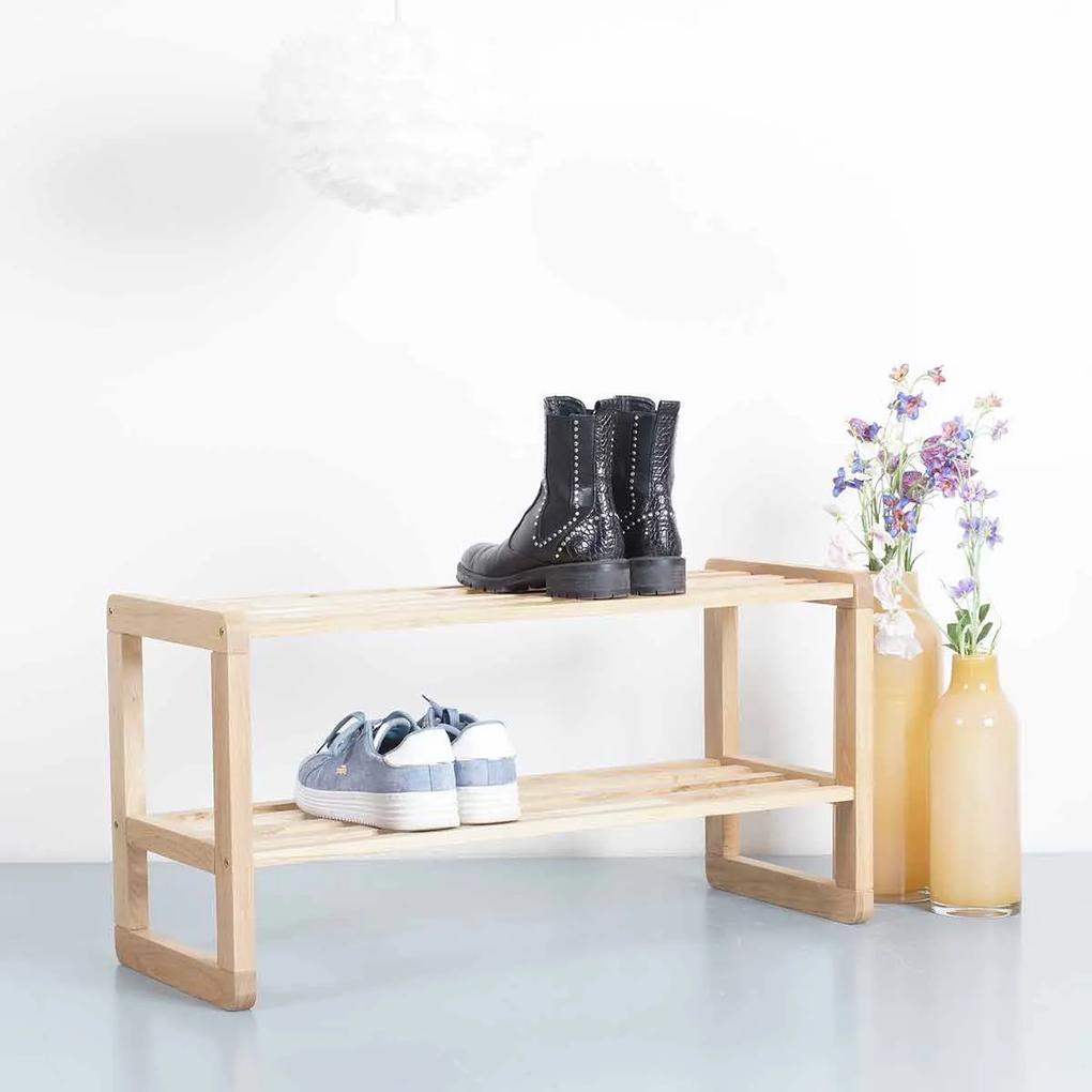 Metro houten schoenenrek - B80 x H40 x D30 cm - Naturel