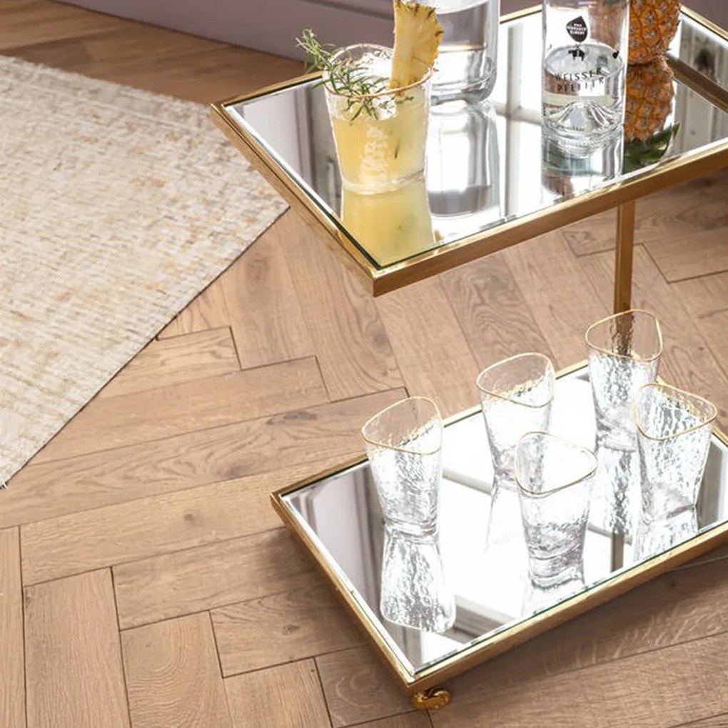 Kare Design Classy Gold Gouden Trolley Met Spiegelglas - 50 X 33cm.