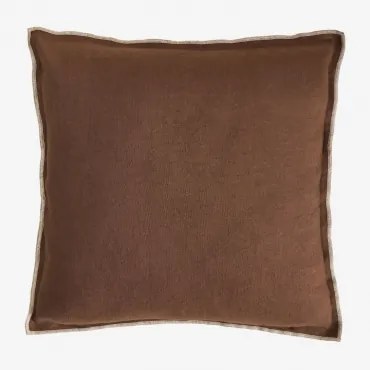 Vierkant Kussen 40x40 Cm Van Katoen En Linnen Angola Bruin – Koffie - Sklum