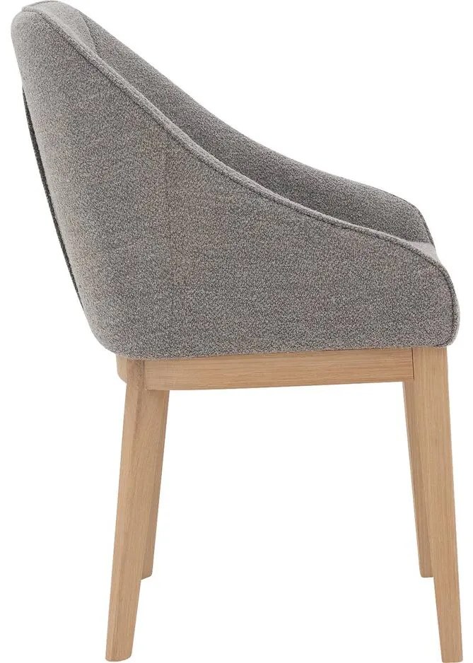Goossens Eetkamerstoel Koncept lichtgrijs stof met armleuning, modern design