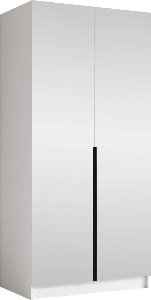 Kledingkast Closico Staton III, Zwart, Wit, 215x100x58cm, 101.6 kg, Kledingkast deuren: Met scharnieren