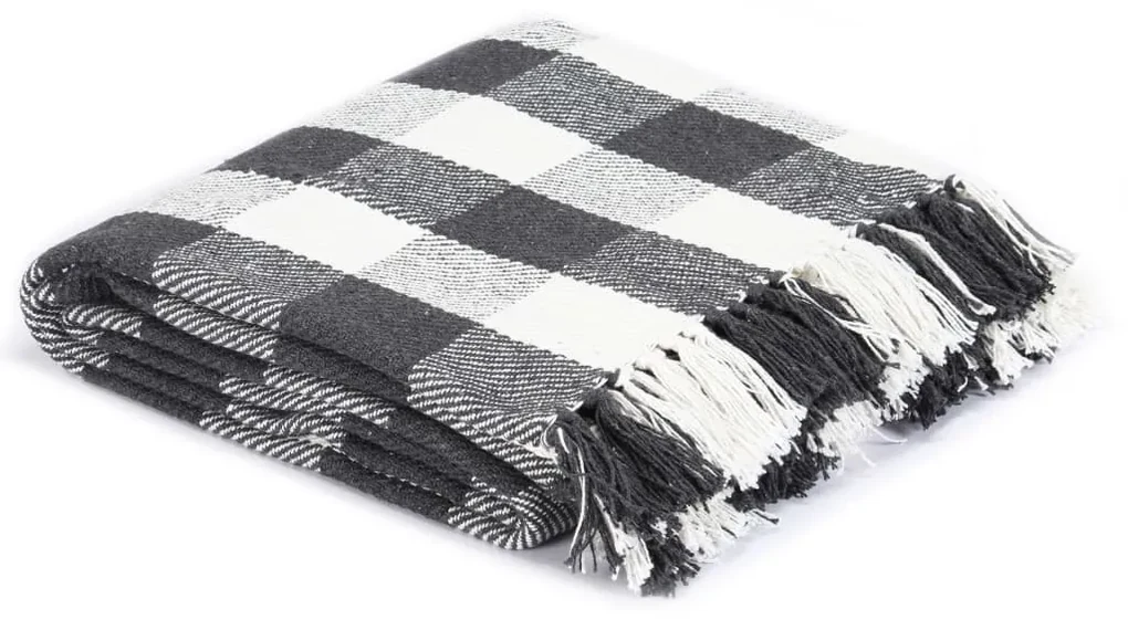 vidaXL Plaid geblokt 125x150 cm katoen antraciet