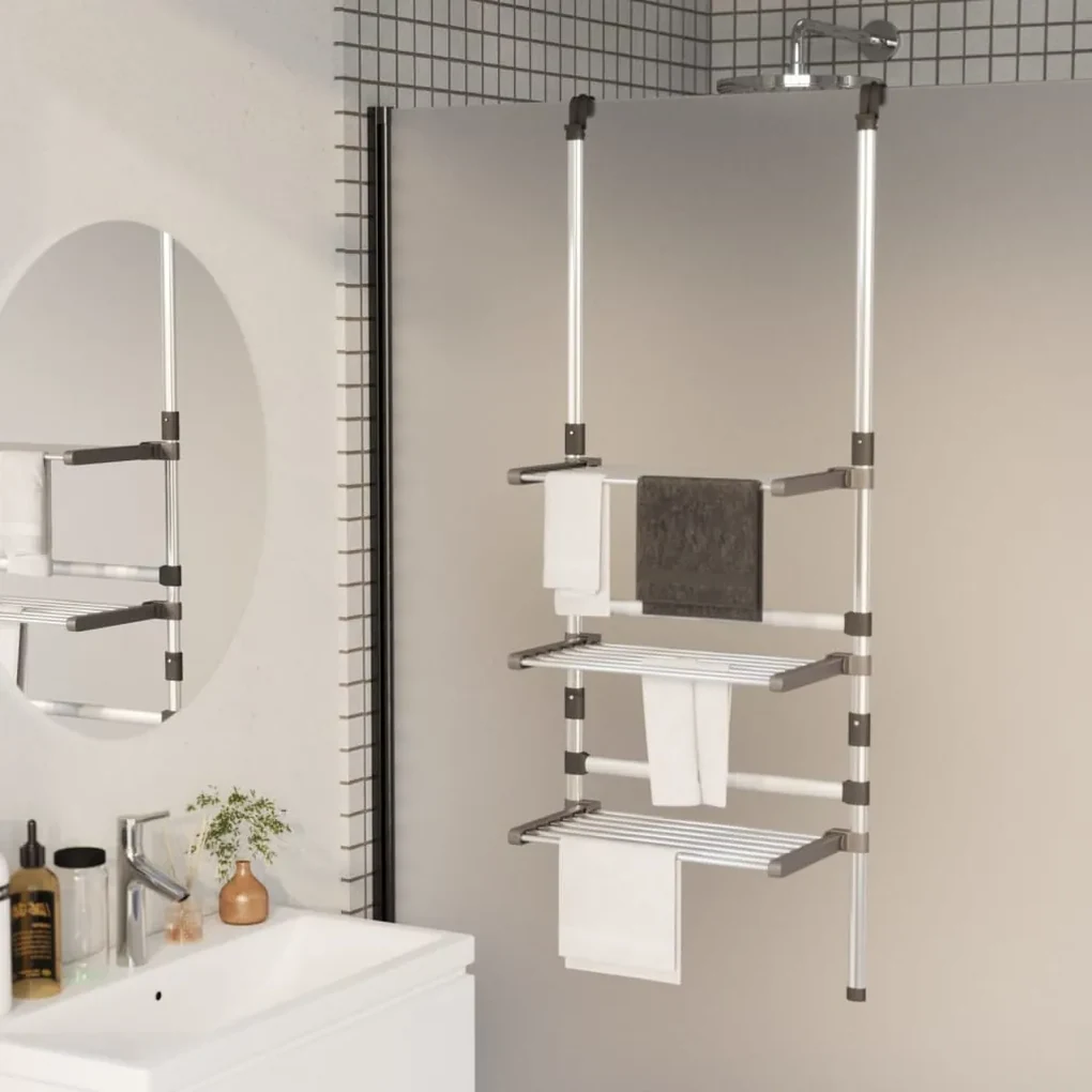 vidaXL Droogrek 3-laags hangend aluminium