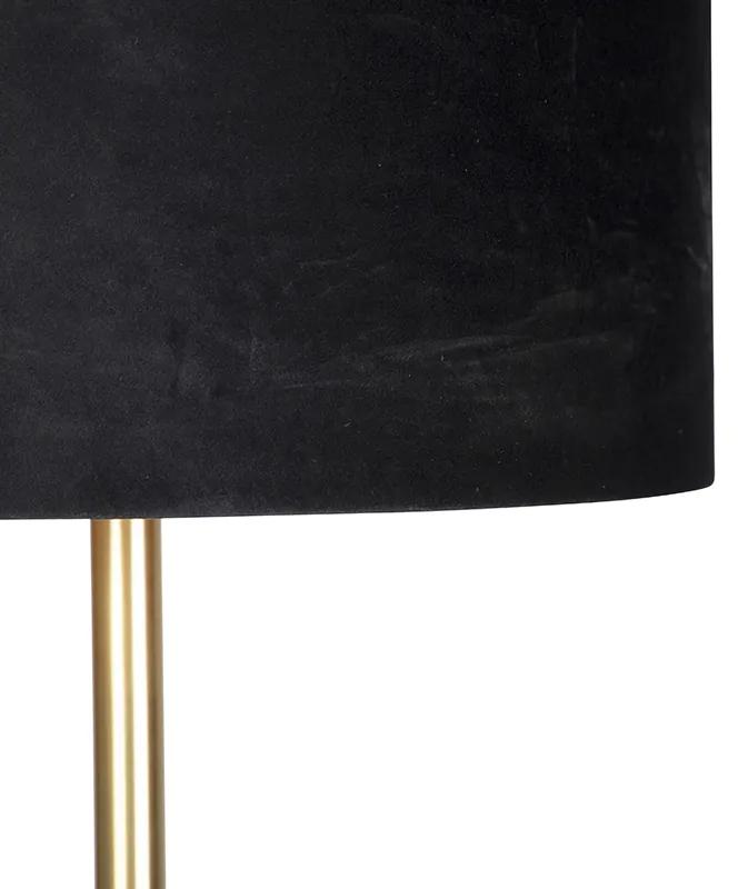 Stoffen Klassieke vloerlamp messing met zwarte kap 40 cm - Simplo Klassiek / Antiek, Design E27 cilinder / rond Binnenverlichting Lamp