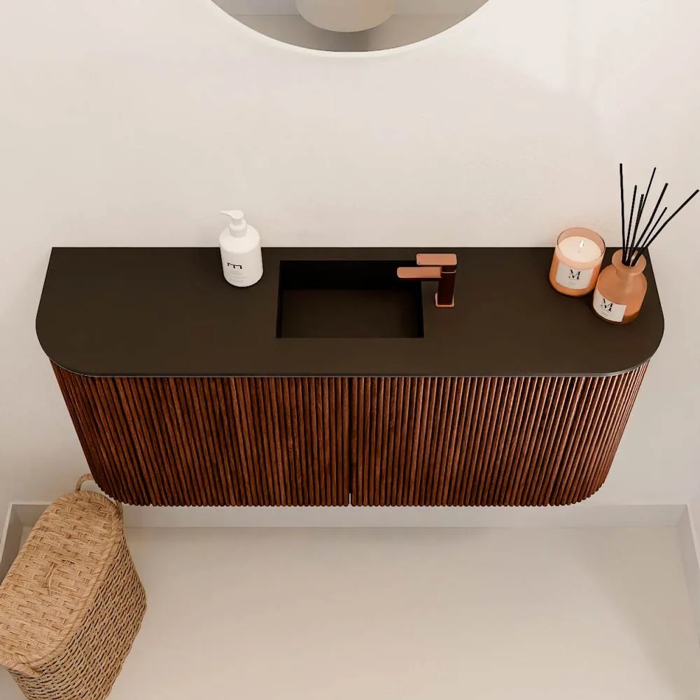 Mondiaz Joya 95cm toiletmeubel ronding links/rechts ruby met wastafel faye midden 1 kraangat urban