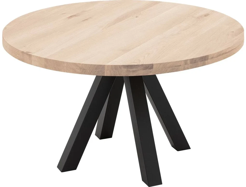 Goossens Eettafel Blade, Strak blad rond 110 x 110 cm 6 cm dik